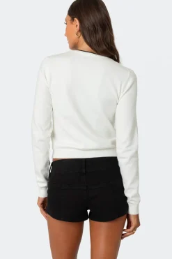 Contrast Bow Knit Cardigan
