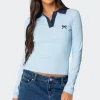Contrast Bow Polo Top