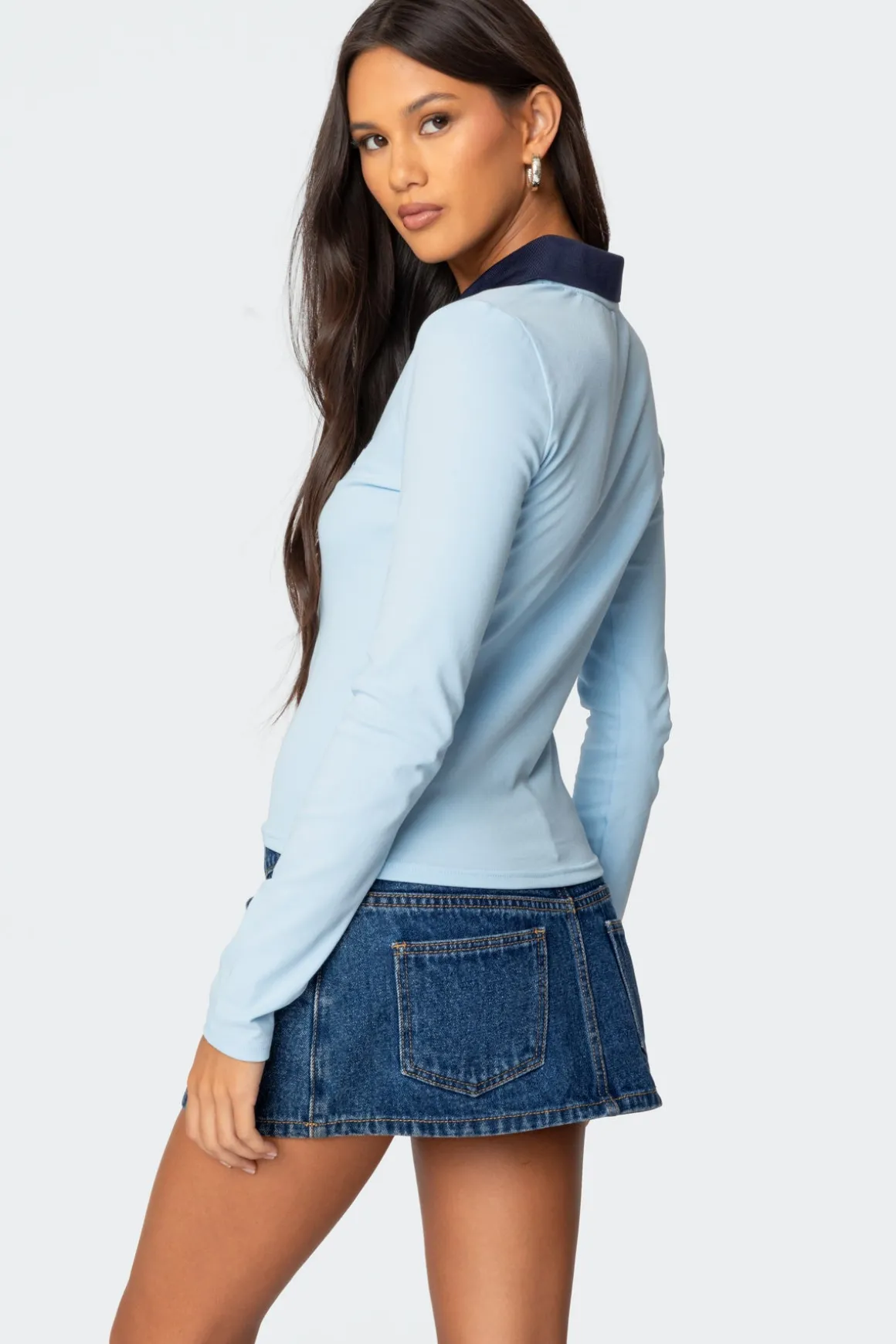 Contrast Bow Polo Top