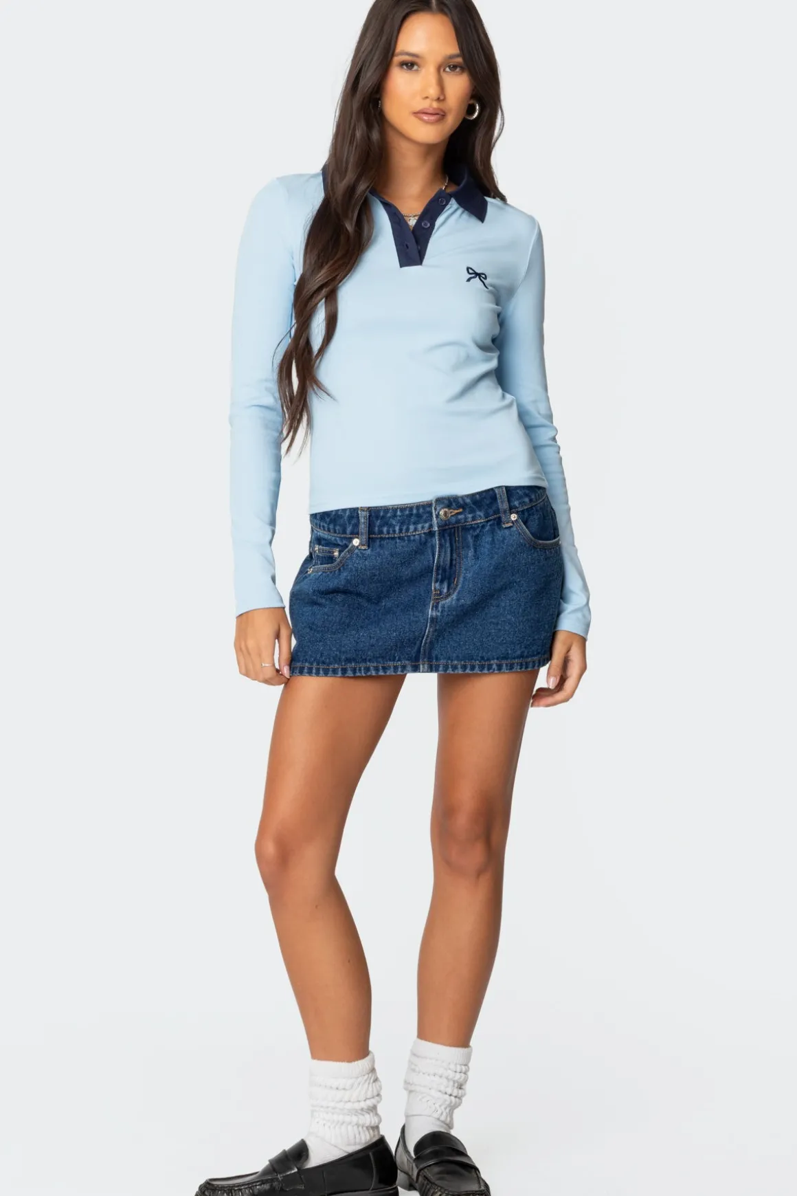 Contrast Bow Polo Top
