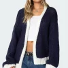 Contrast Chunky Knit Cardigan