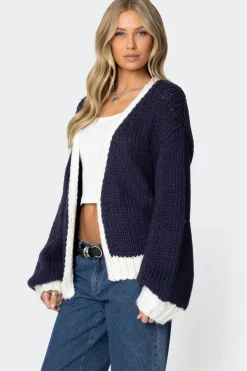 Contrast Chunky Knit Cardigan