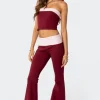 Contrast Fold Over Flared Leggings