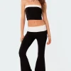Contrast Fold Over Flared Leggings