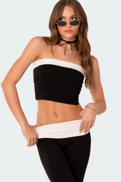 Contrast Fold Over Tube Top