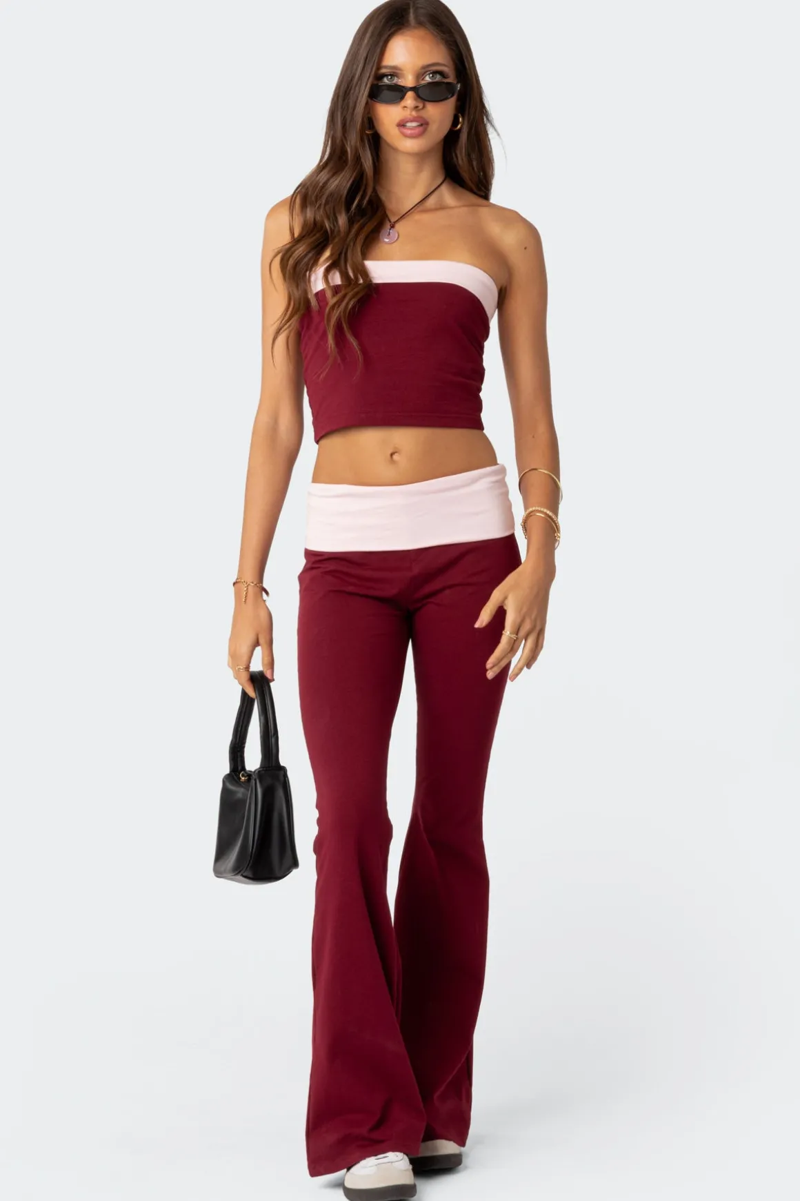 Contrast Fold Over Tube Top