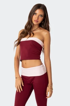 Contrast Fold Over Tube Top
