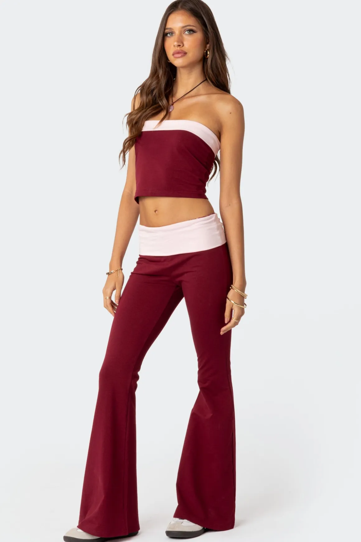 Contrast Fold Over Tube Top