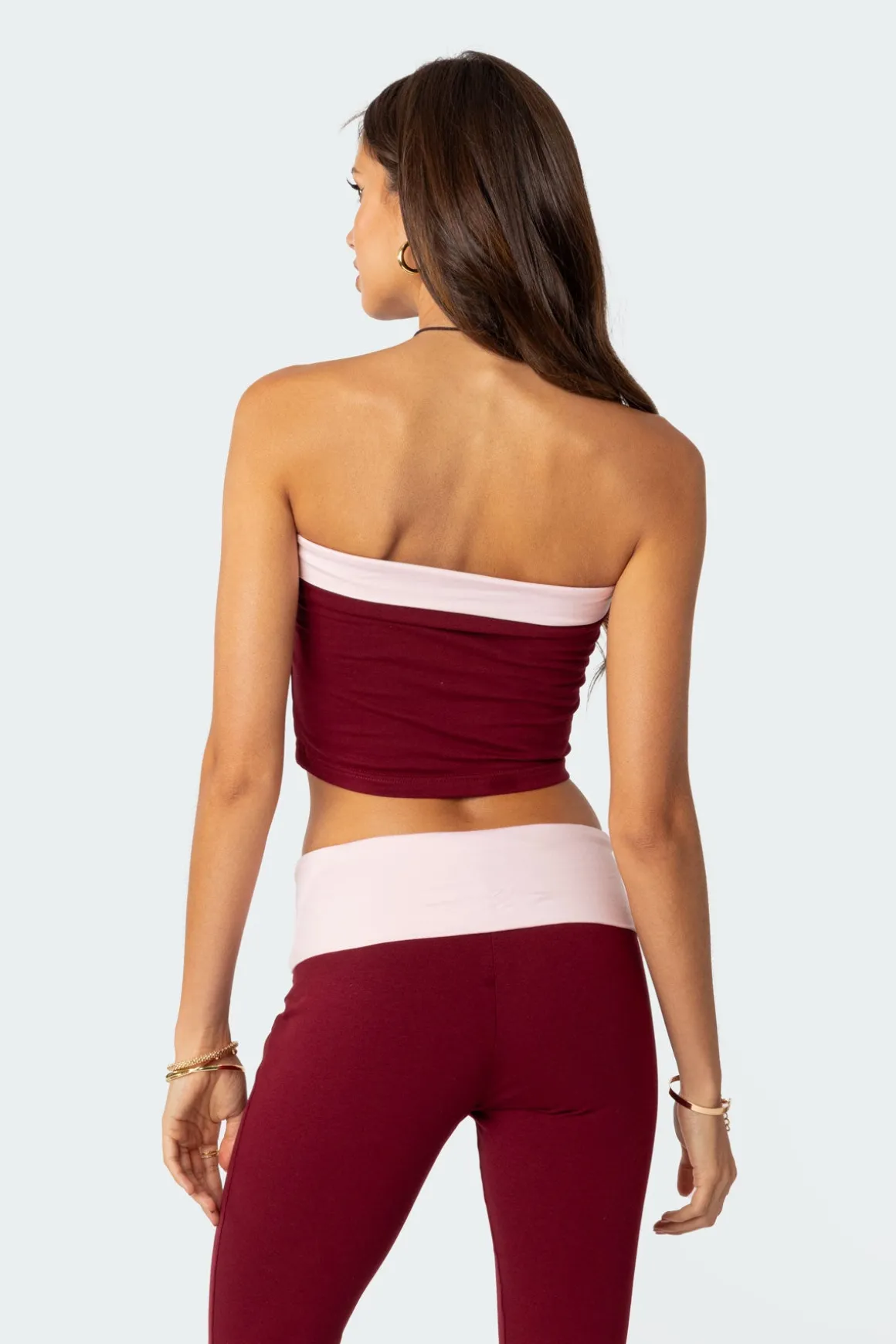 Contrast Fold Over Tube Top