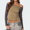 Contrast Off Shoulder Top