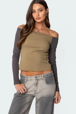 Contrast Off Shoulder Top
