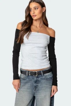 Contrast Off Shoulder Top