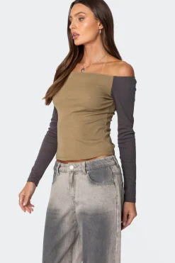 Contrast Off Shoulder Top