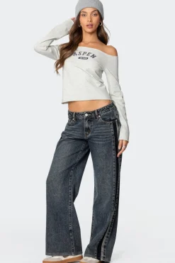 Contrast Panel Low Rise Jeans