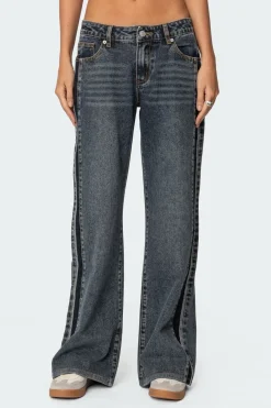 Contrast Panel Low Rise Jeans