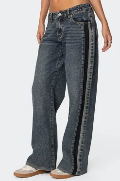 Contrast Panel Low Rise Jeans