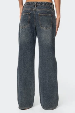Contrast Panel Low Rise Jeans