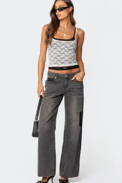 Contrast Pocket Washed Low Rise Jeans