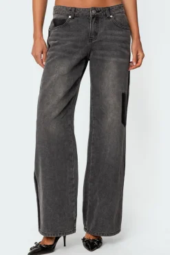Contrast Pocket Washed Low Rise Jeans