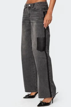 Contrast Pocket Washed Low Rise Jeans