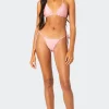 Contrast Polka Dot String Bikini Bottom