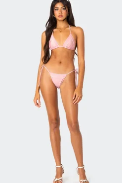 Contrast Polka Dot String Bikini Bottom