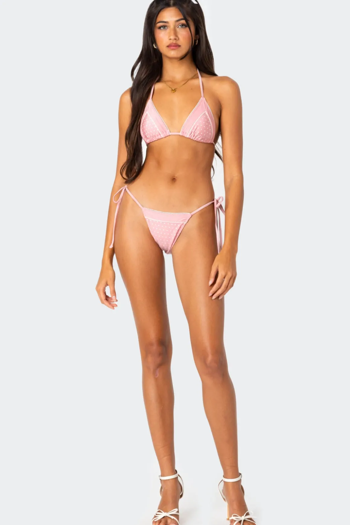 Contrast Polka Dot String Bikini Bottom