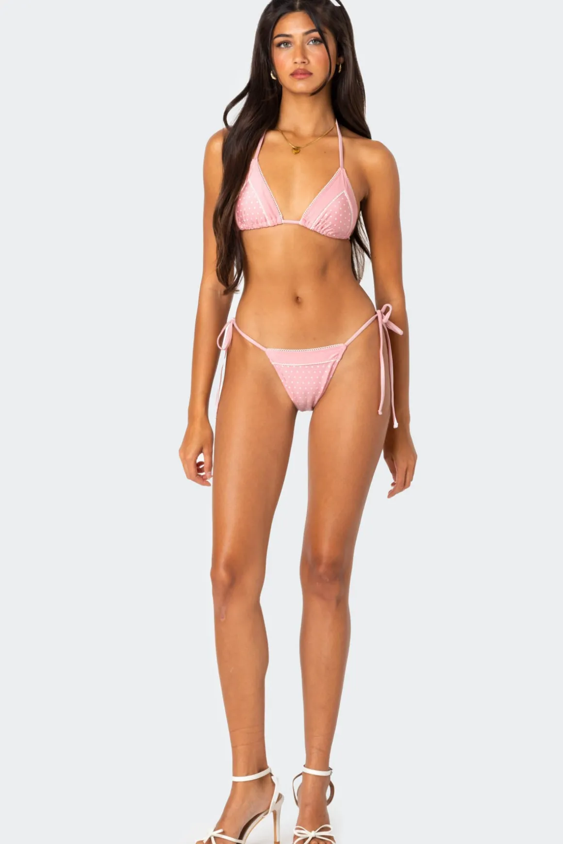 Contrast Polka Dot String Bikini Bottom
