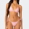 Contrast Polka Dot Triangle Bikini Top