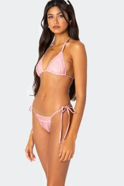 Contrast Polka Dot Triangle Bikini Top