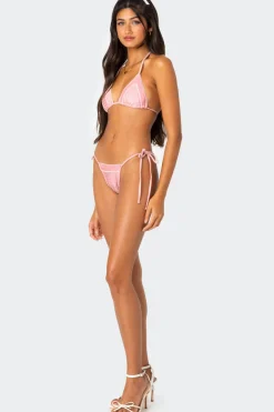 Contrast Polka Dot Triangle Bikini Top