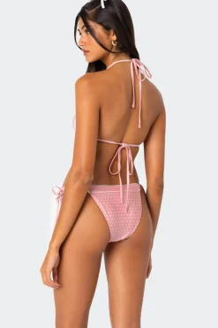 Contrast Polka Dot Triangle Bikini Top