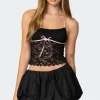 Contrast Ribbon Lace Halter Top