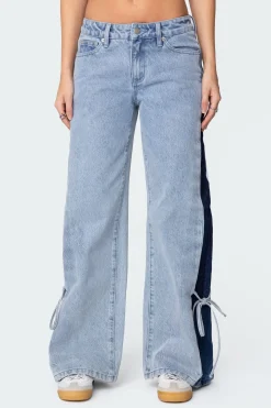 Contrast Split Washed Jeans
