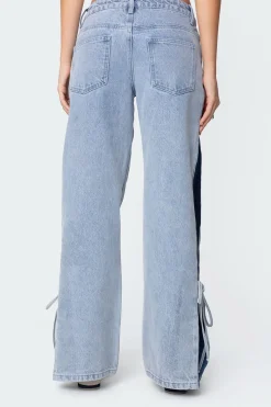 Contrast Split Washed Jeans