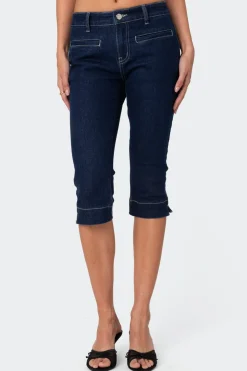 Contrast Stitch Capri Jeans
