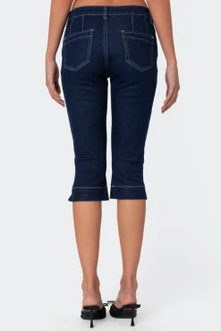 Contrast Stitch Capri Jeans