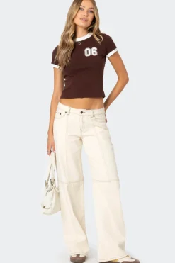 Contrast Stitch Low Rise Jeans