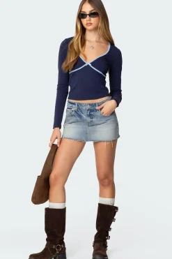Corie Contrast V Neck Top