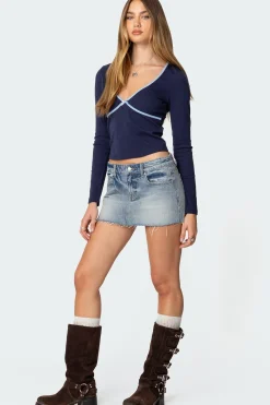 Corie Contrast V Neck Top