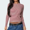 Corina Ribbed Stripey Long Sleeve T Shirt