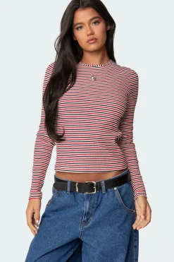 Corina Ribbed Stripey Long Sleeve T Shirt