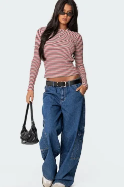 Corina Ribbed Stripey Long Sleeve T Shirt