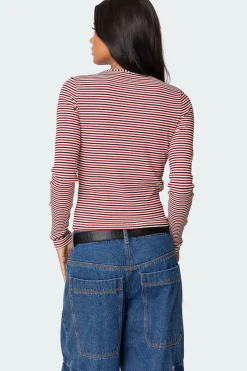 Corina Ribbed Stripey Long Sleeve T Shirt