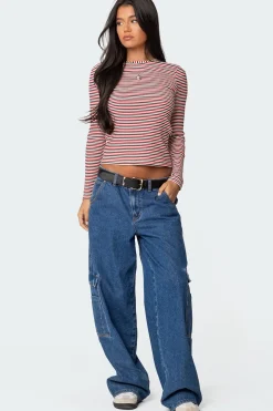 Corina Ribbed Stripey Long Sleeve T Shirt