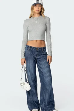 Cory Striped Low Rise Jeans