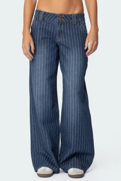 Cory Striped Low Rise Jeans