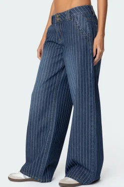 Cory Striped Low Rise Jeans