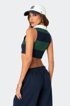 Country Club Collared Crop Top