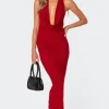 Cowl Neck Open Back Maxi Dress